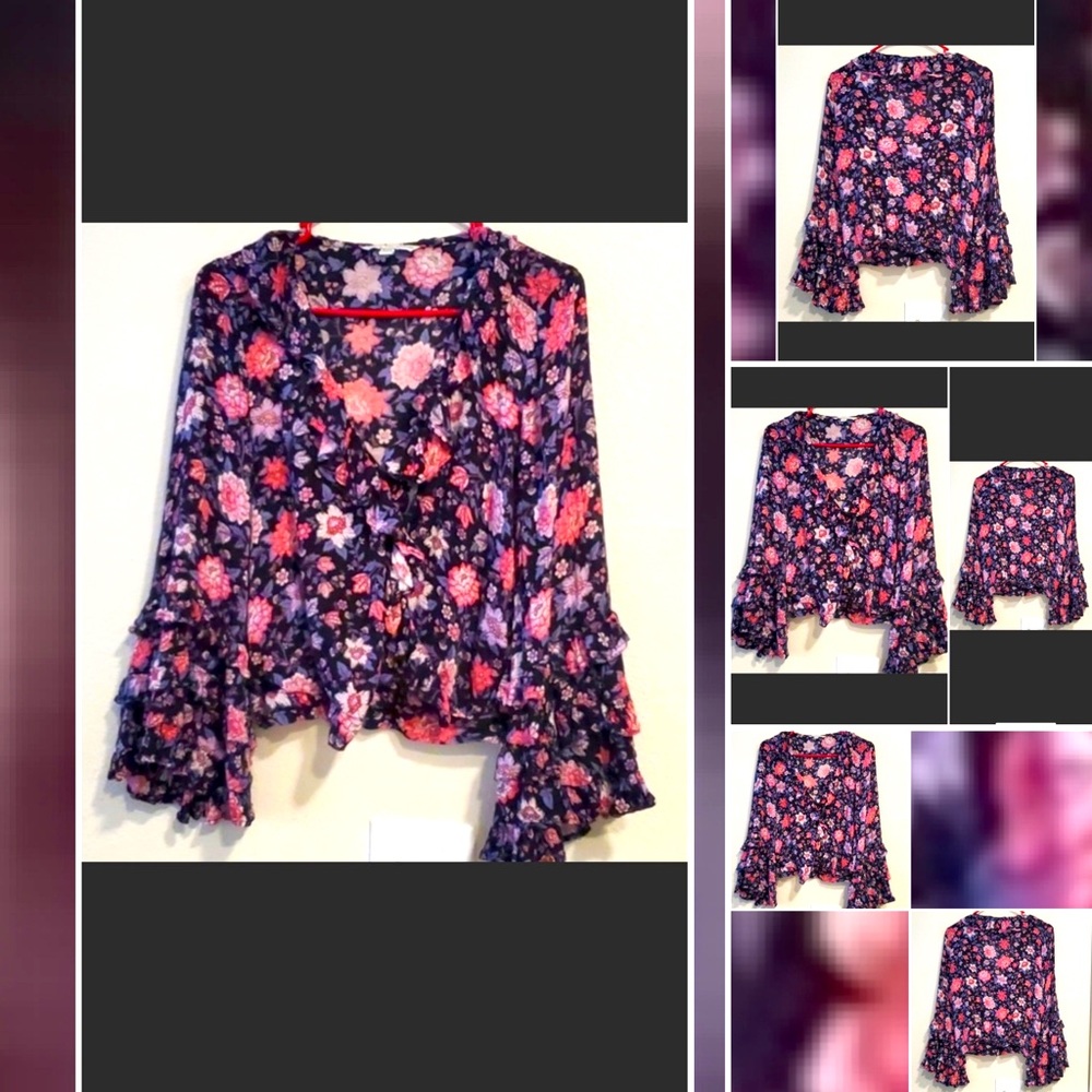 American Eagle Floral Bell Sleeves Blouse
